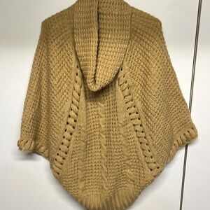 Ya Los Angeles Tan Cowl Neck Knit Poncho Sweater One Size